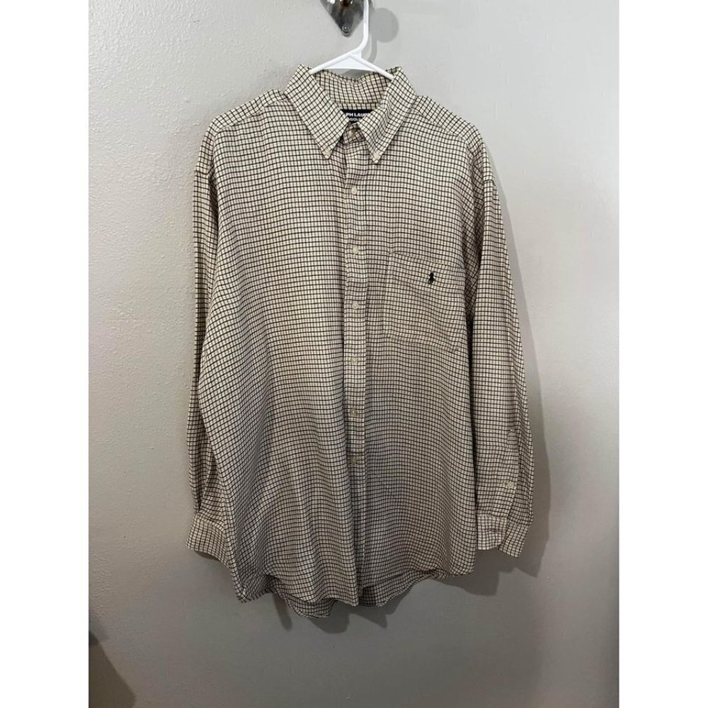 Ralph Lauren Golf Button Down Plaid Men Shirt Size Large
